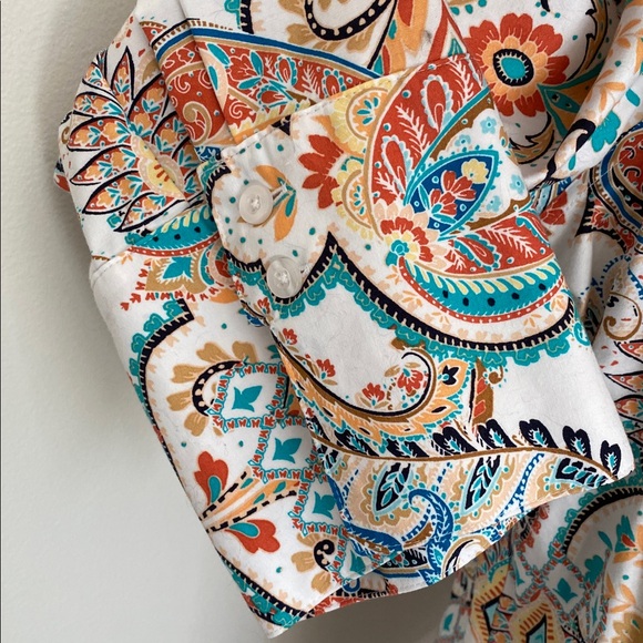 Chicos Paisley Print Women's Top Multicolor Button Down Blouse Long Sleeve 3.5 - Picture 5 of 7